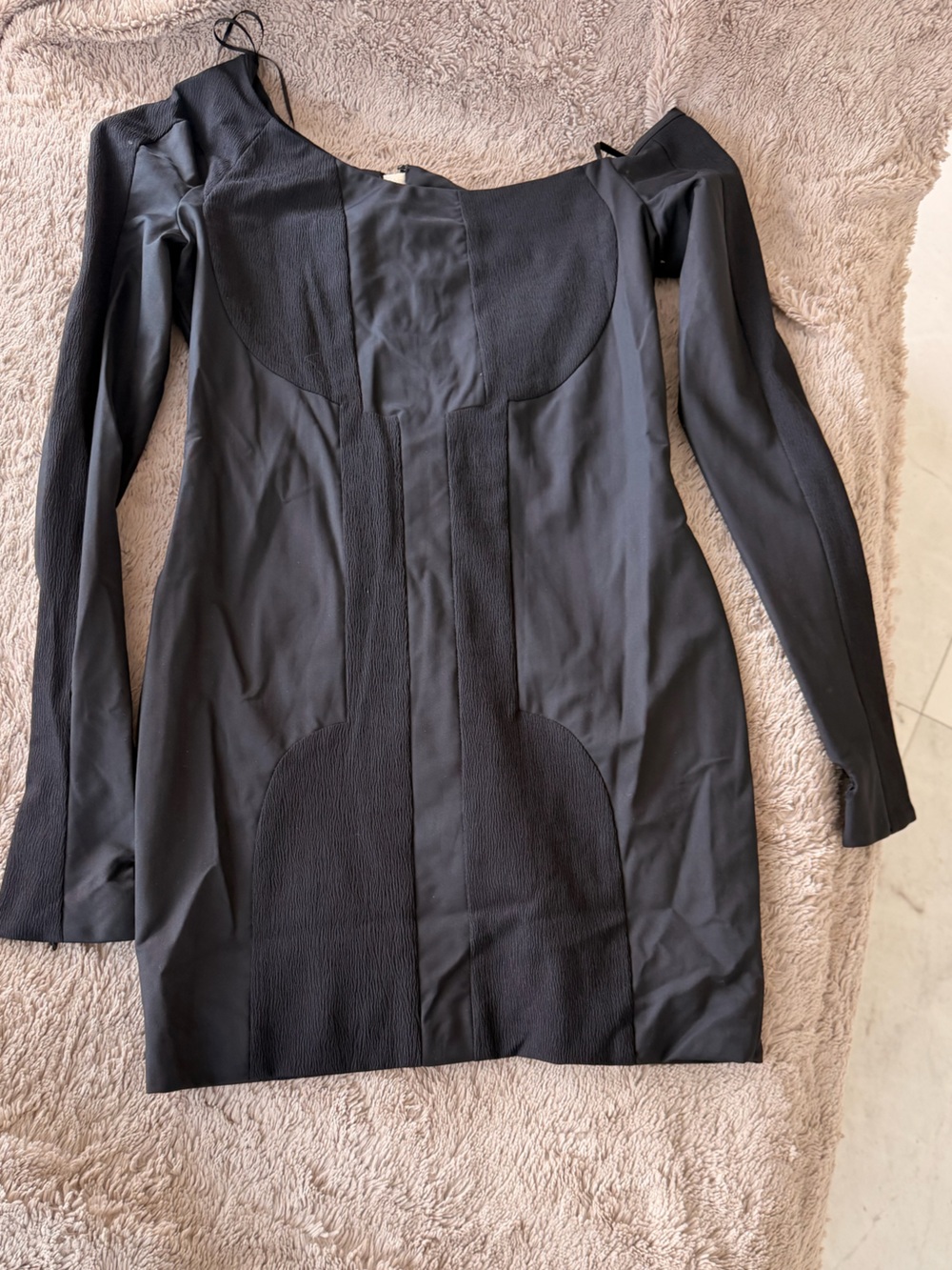 Acne One-Shoulder Black Mini Dress